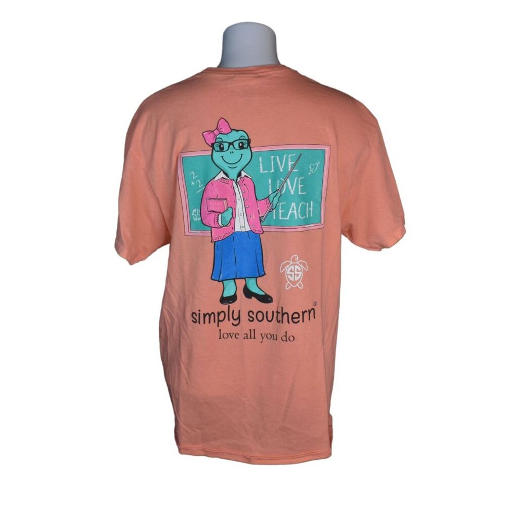 Simply Southern Live Love Teach Short Sleeve Tee Turtle Teacher School Large